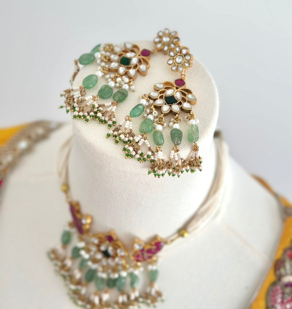 Pink & Jade Kundan Set | Ready-to-ship
