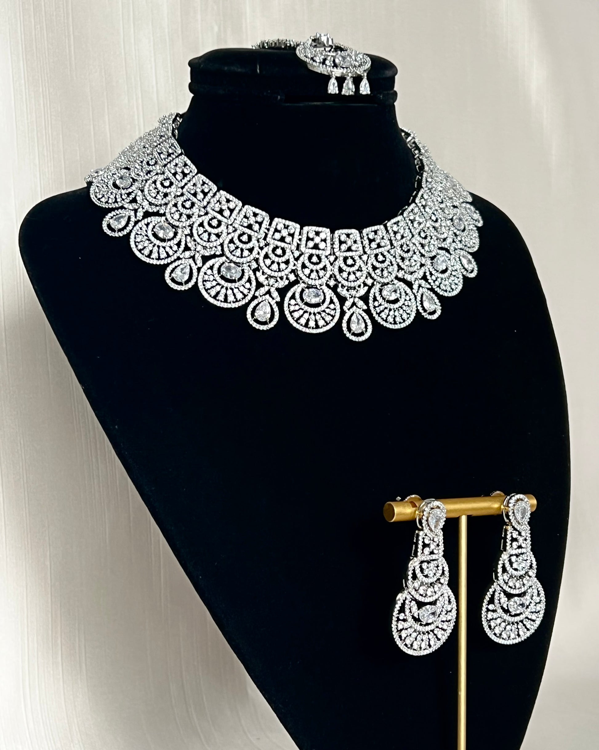 Silver American Diamond Set | Ready-to-ship