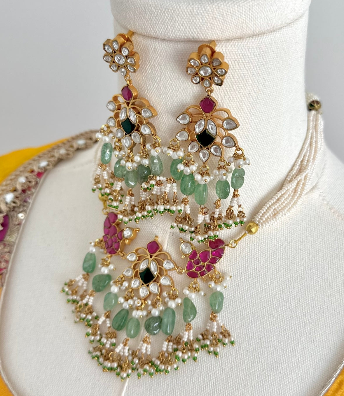 Pink & Jade Kundan Set | Ready-to-ship