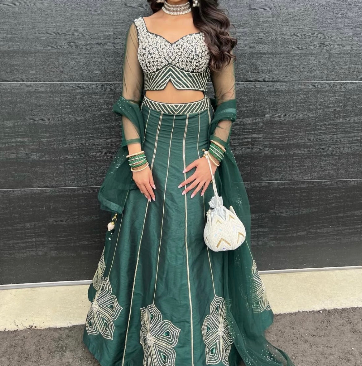Floral Silk Lehenga | Made-on-order