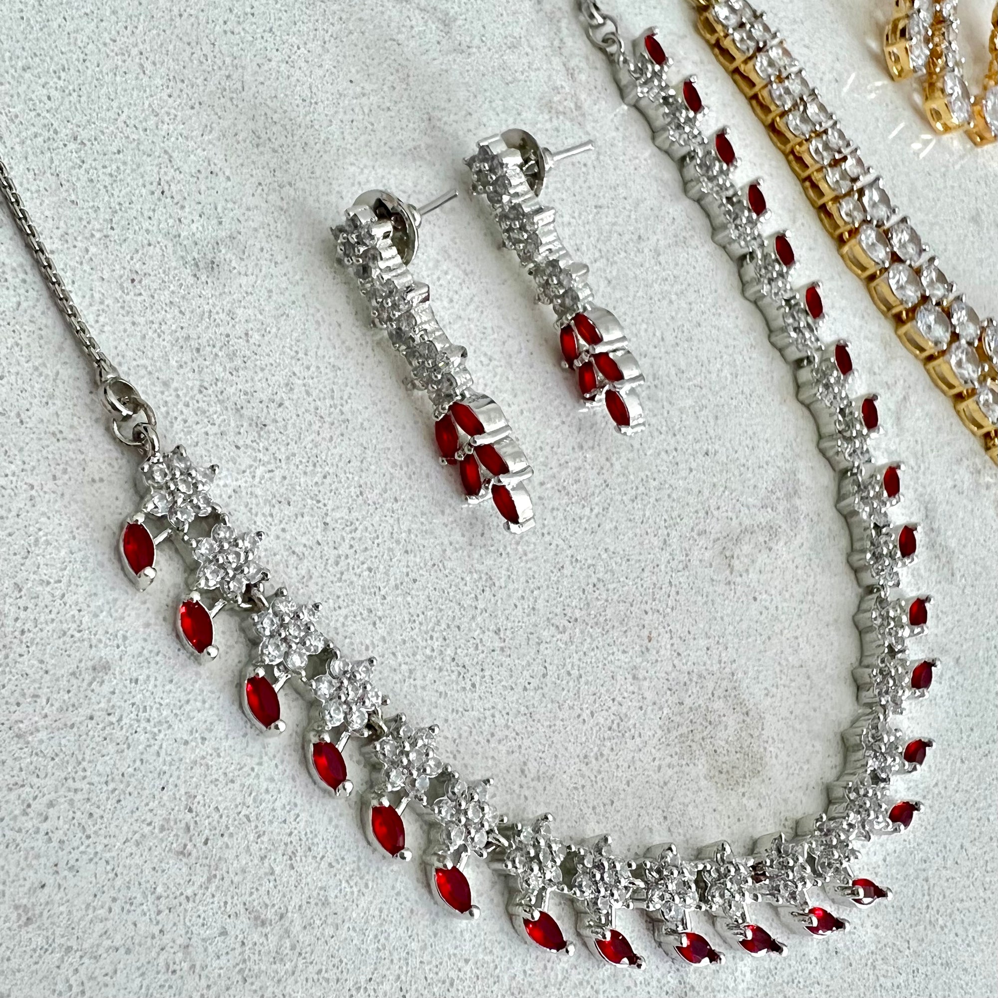 Ruby American Diamond Set | Ready-to-ship