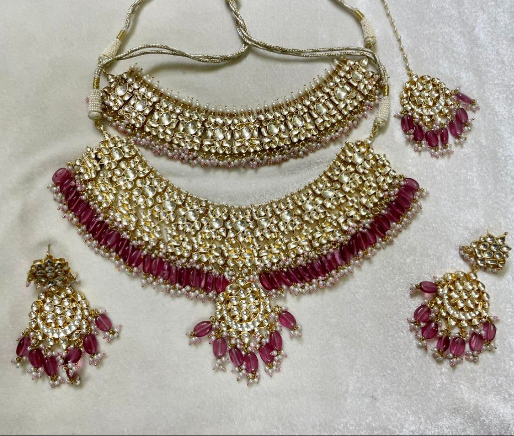 Bridal Dark Red Kundan Set | Pre-order