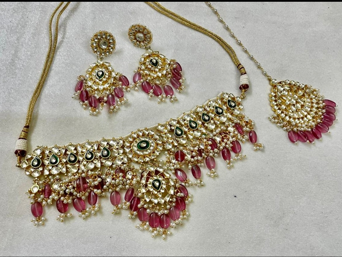 Pink Gem Kundan Set | Pre-order