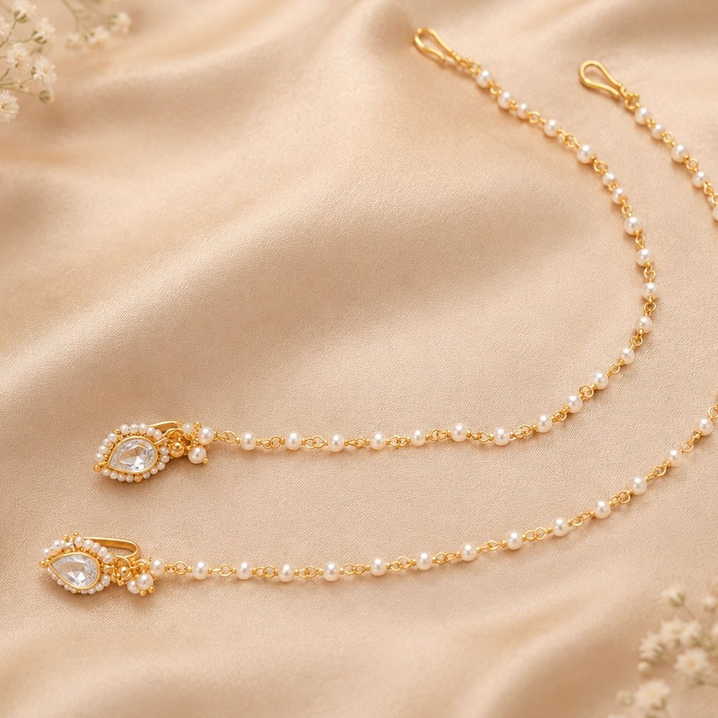 22k Gold - plated Pachi Kundan Nose - ring (Naath) | Made - on - order - Touch Of Elegance