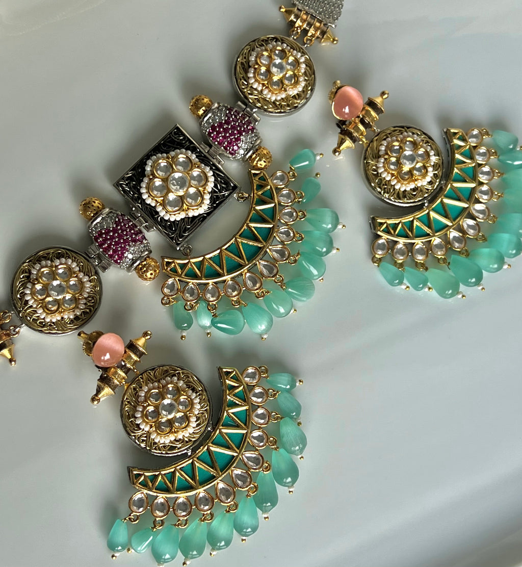 Kundan Teal Set | Ready-to-ship