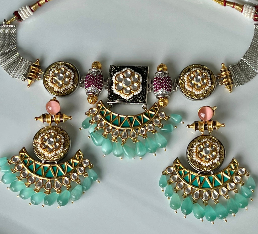 Kundan Teal Set | Ready-to-ship