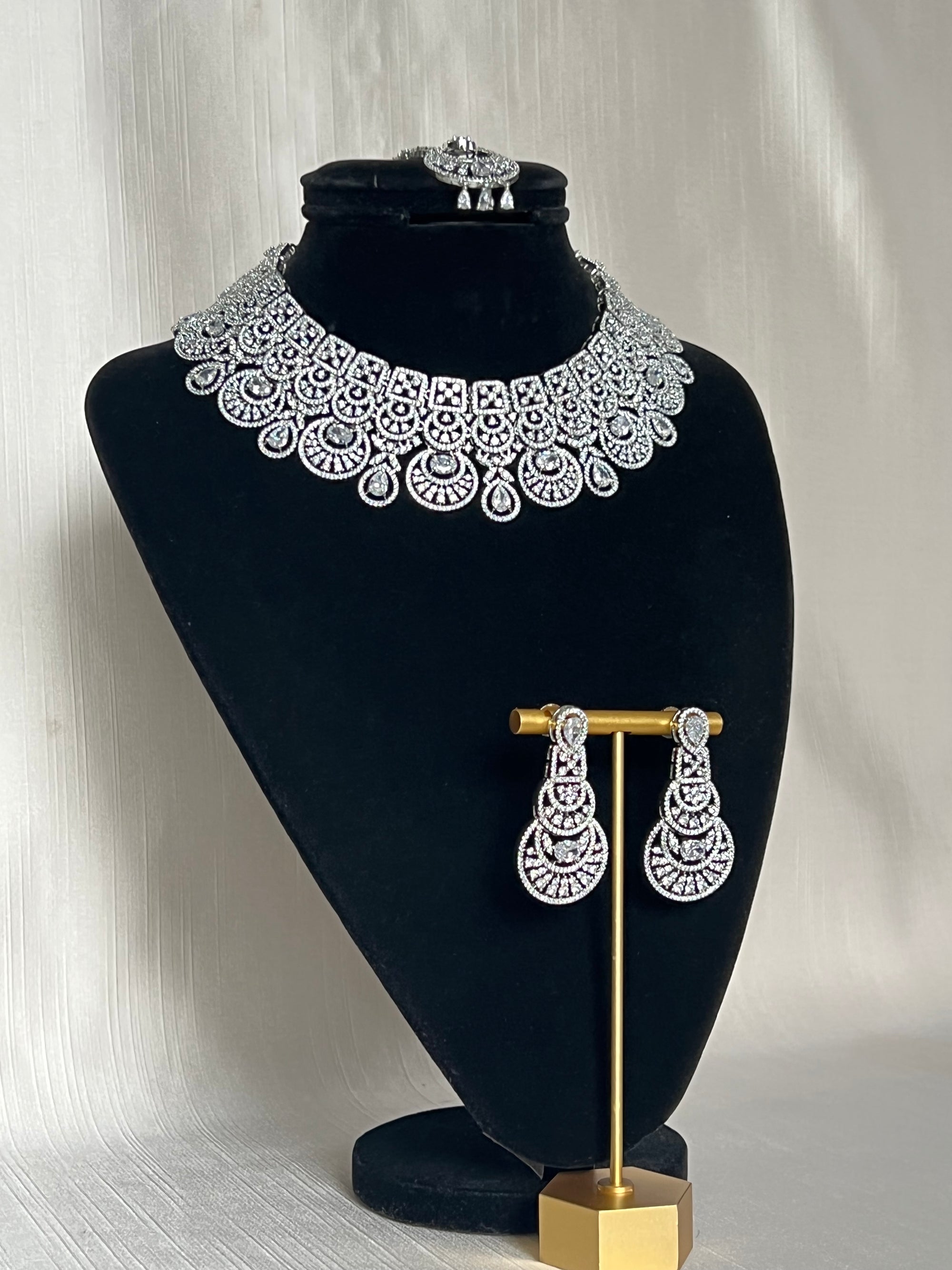 Silver American Diamond Set | Ready-to-ship