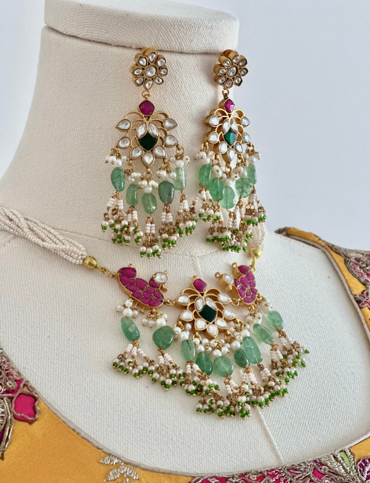 Pink & Jade Kundan Set | Ready-to-ship