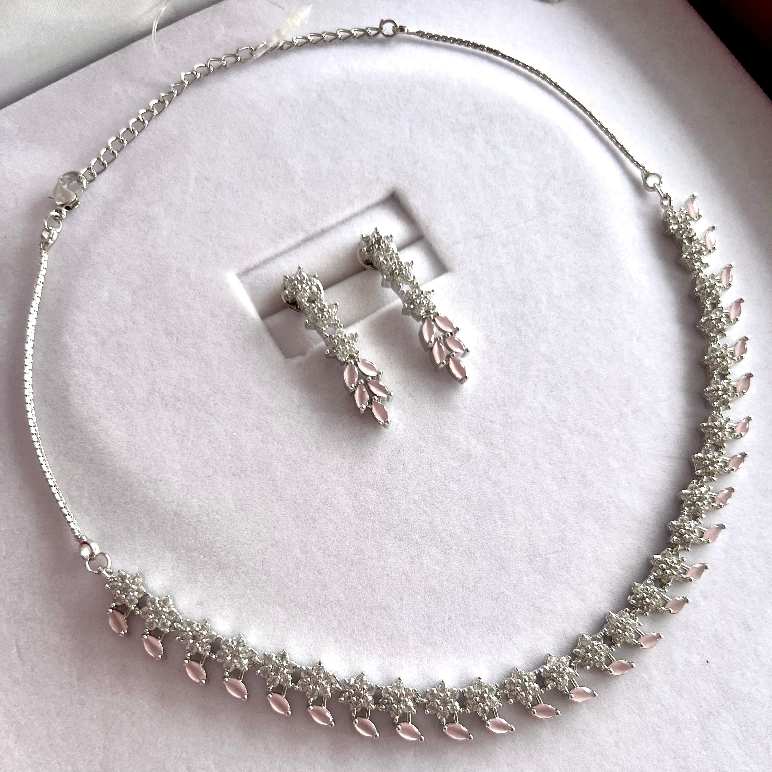 Light Pink American Diamond Set