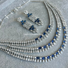Load image into Gallery viewer, Blue &amp; Silver American Diamond 2–tier Set | Ready-to-ship
