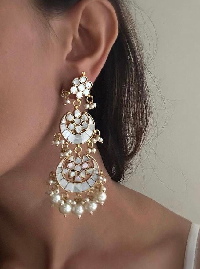 Mother of Pearl Statement Tikka & Earrings | Made-on-order