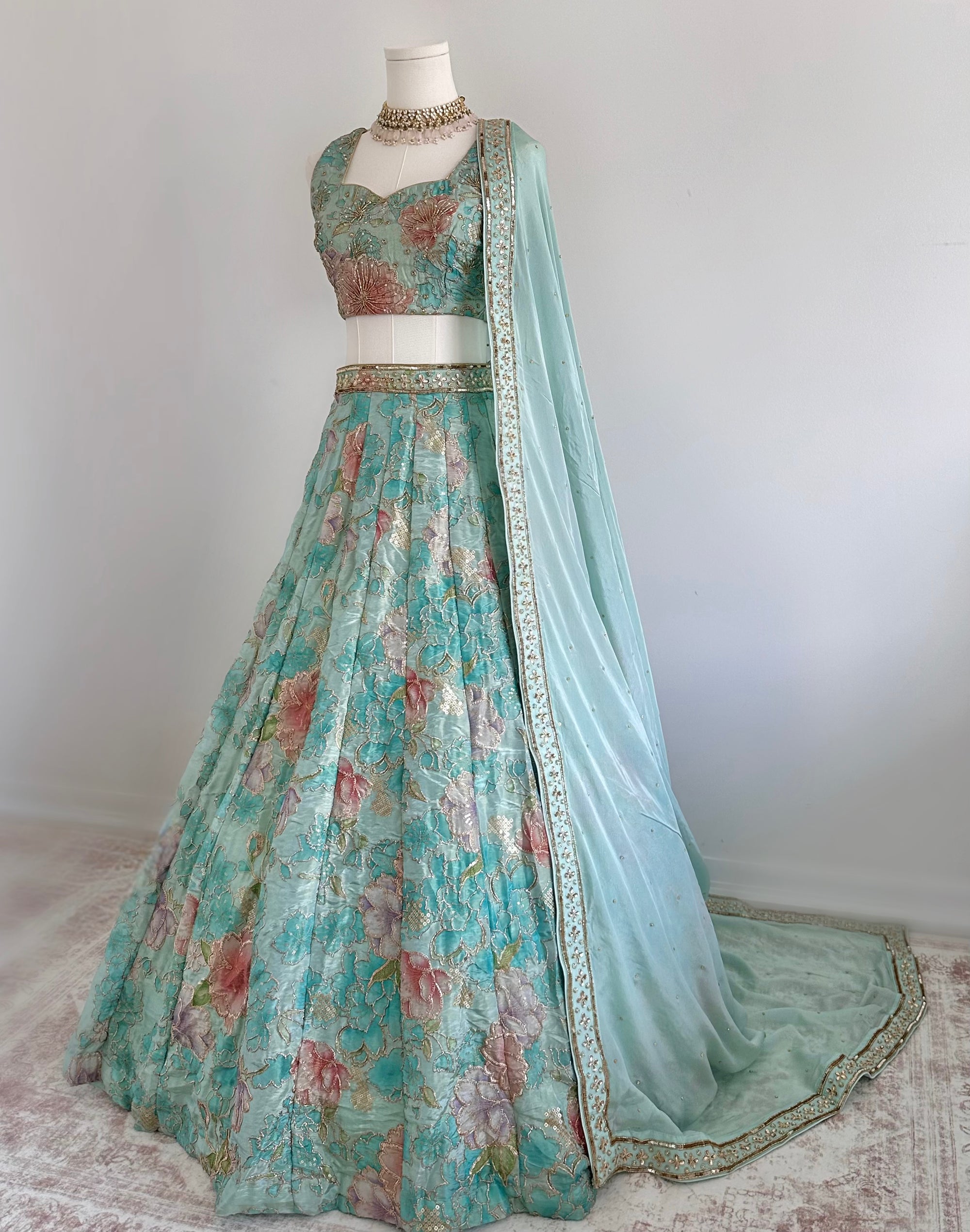 Blue Floral Lehenga