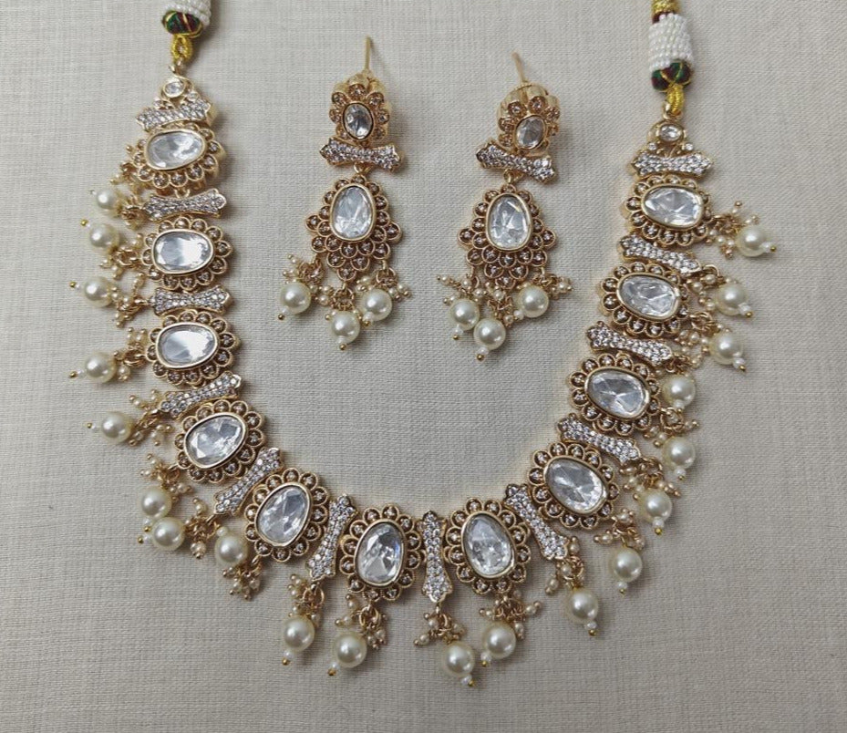 White Pearl Uncut Polki Set | Made-to-Order