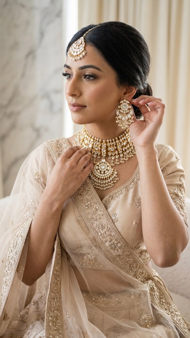 Amina Pearl Set - Pachi Kundan | Ready-to-ship - Touch Of Elegance