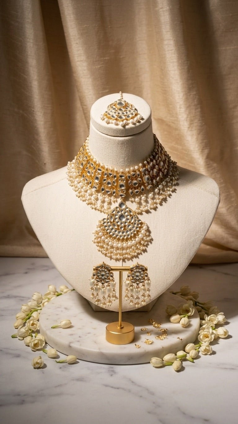 Amina Pearl Set - Pachi Kundan | Ready-to-ship - Touch Of Elegance