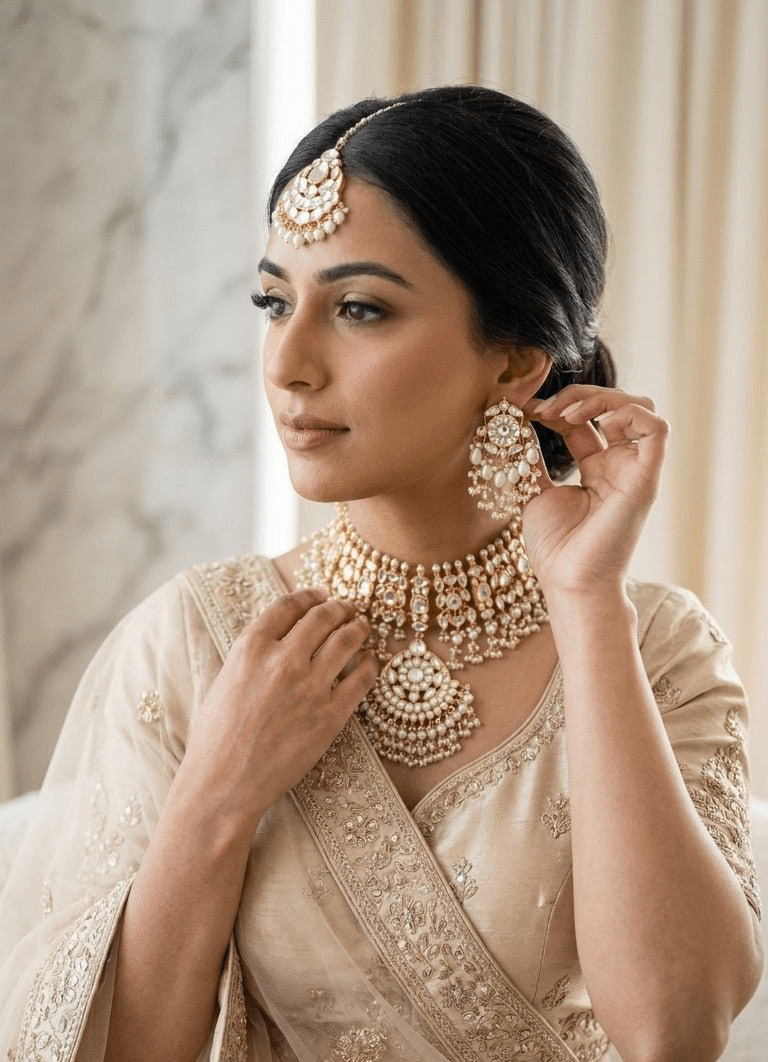 Amina Pearl Set - Pachi Kundan | Ready-to-ship - Touch Of Elegance