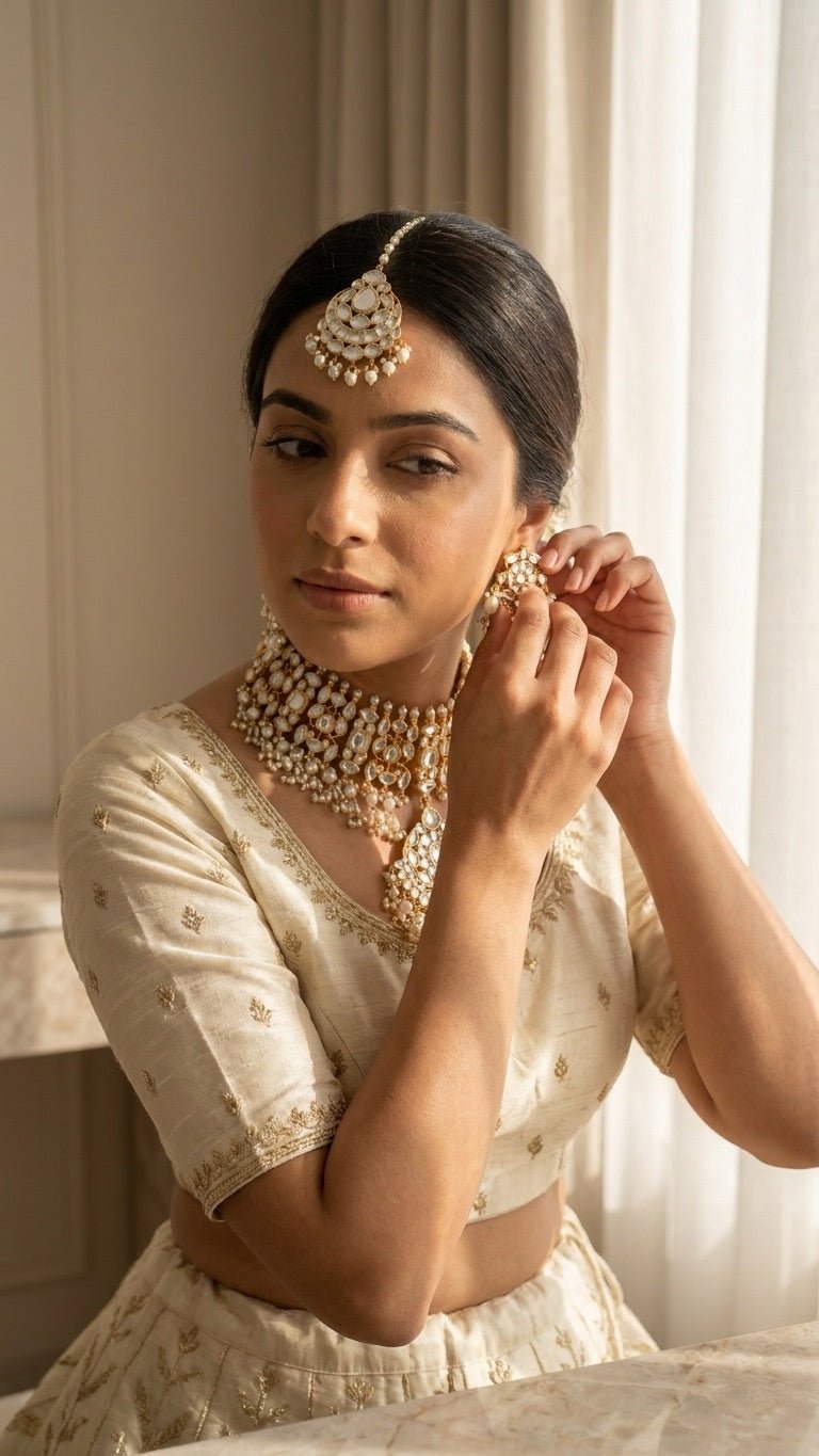 Amina Pearl Set - Pachi Kundan | Ready-to-ship - Touch Of Elegance