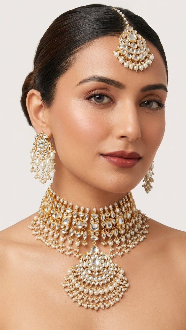 Amina Pearl Set - Pachi Kundan | Ready-to-ship - Touch Of Elegance