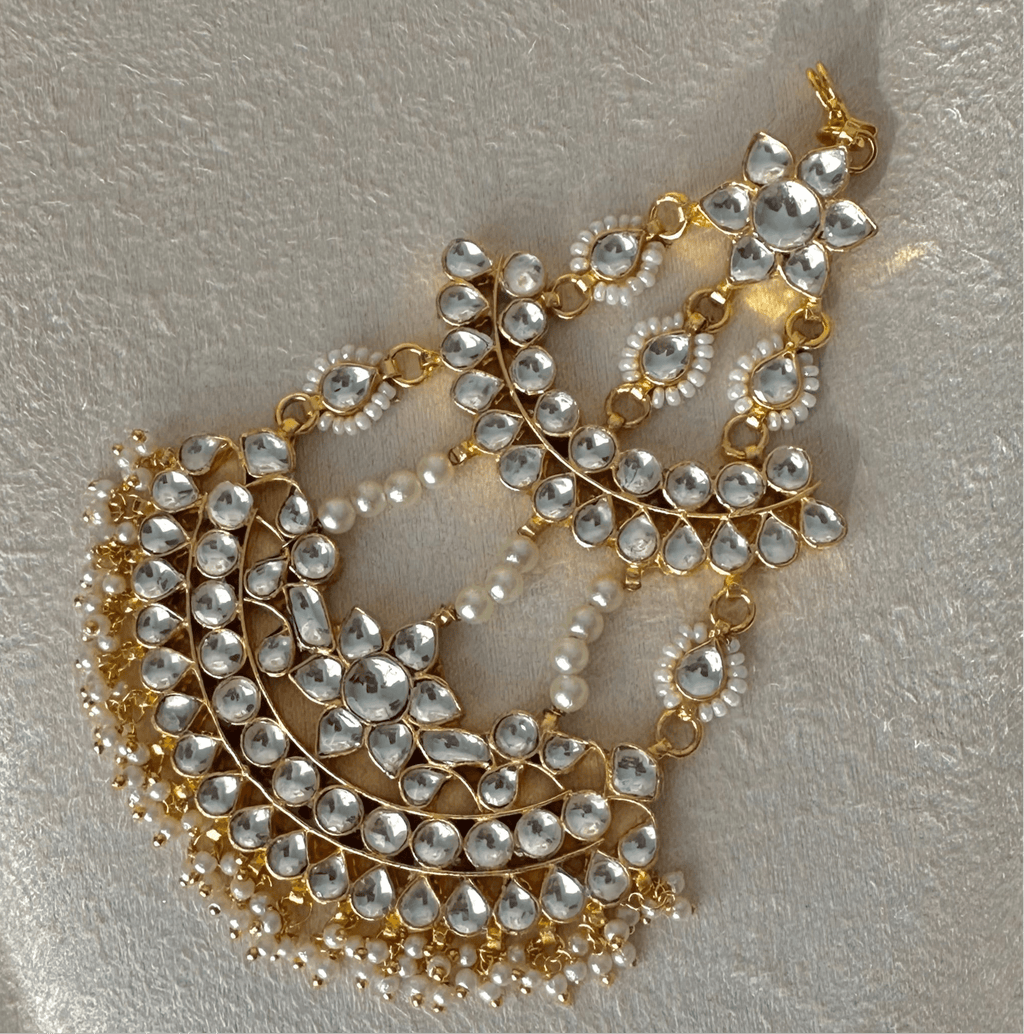 Ariya Pachi Kundan Passa | Jhoomer | Ready - to - ship - Touch Of Elegance