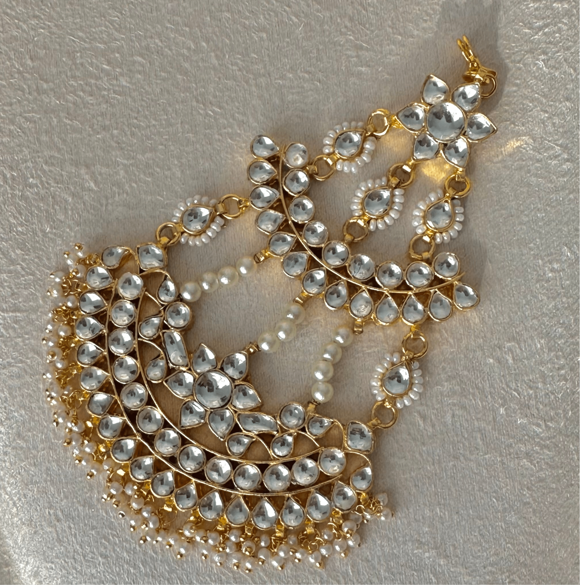 Ariya Pachi Kundan Passa | Jhoomer | Ready - to - ship - Touch Of Elegance