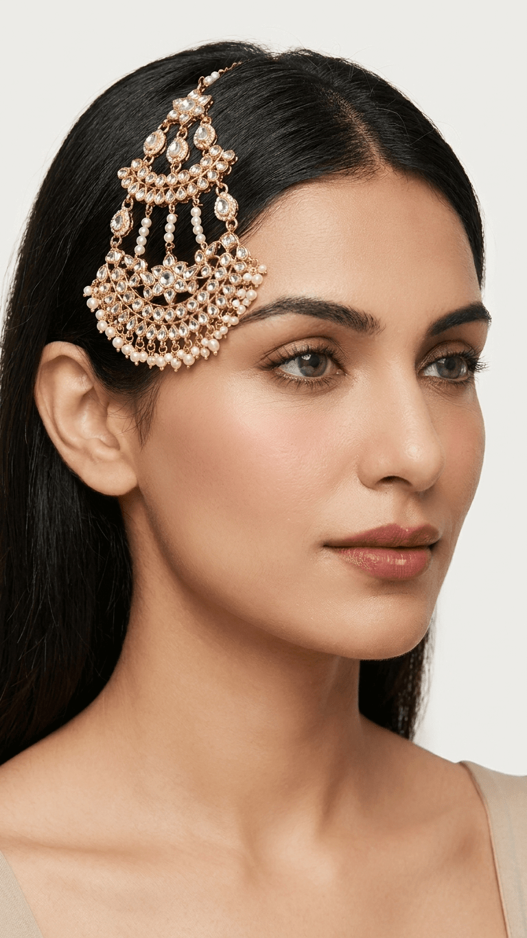 Ariya Pachi Kundan Passa | Jhoomer | Ready-to-ship - Touch Of Elegance