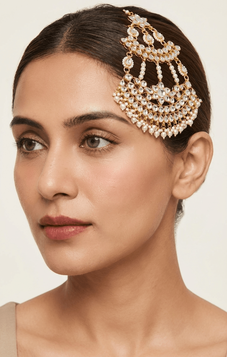 Ariya Pachi Kundan Passa | Jhoomer | Ready-to-ship - Touch Of Elegance