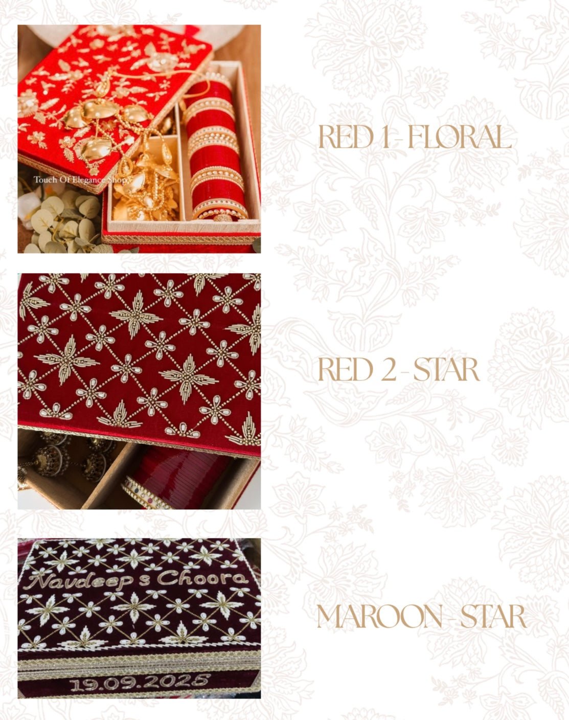 Custom Choora & Kaleeray Box | Bridal Box | Ready - to - ship - Touch Of Elegance