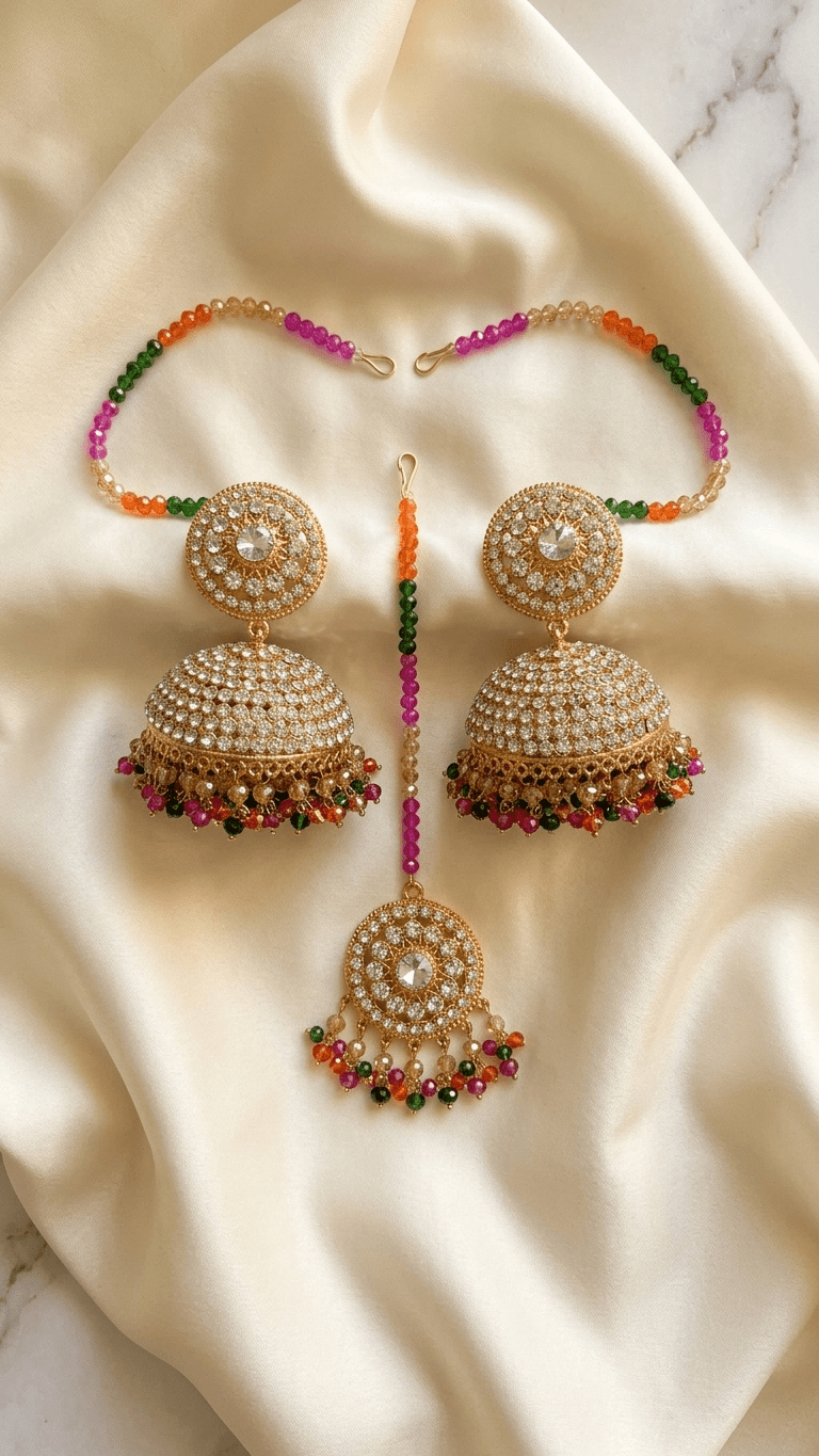 Eisha Earring Tikka Set | Ready - to - ship - Touch Of Elegance