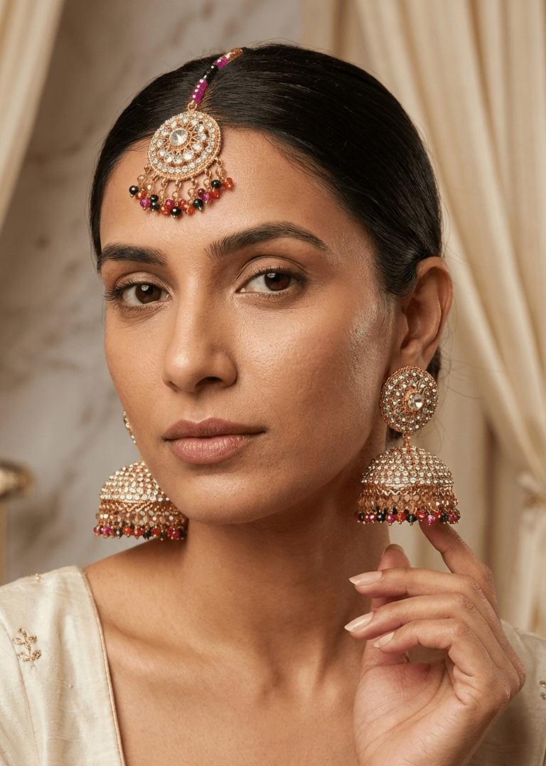 Eisha Earring Tikka Set | Ready - to - ship - Touch Of Elegance