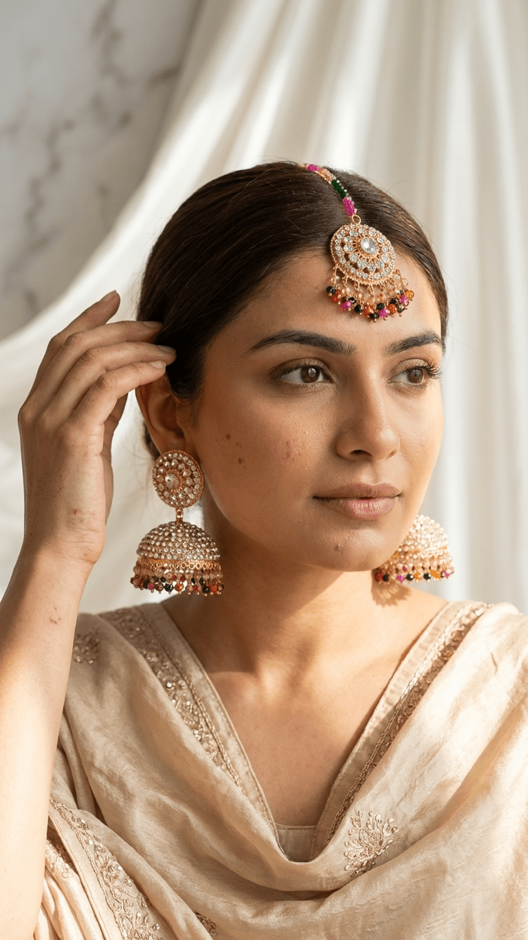 Eisha Earring Tikka Set | Ready - to - ship - Touch Of Elegance