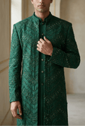 Formal 3 - Piece Dark Green Sherwani Set - Made - on - order - Touch Of Elegance