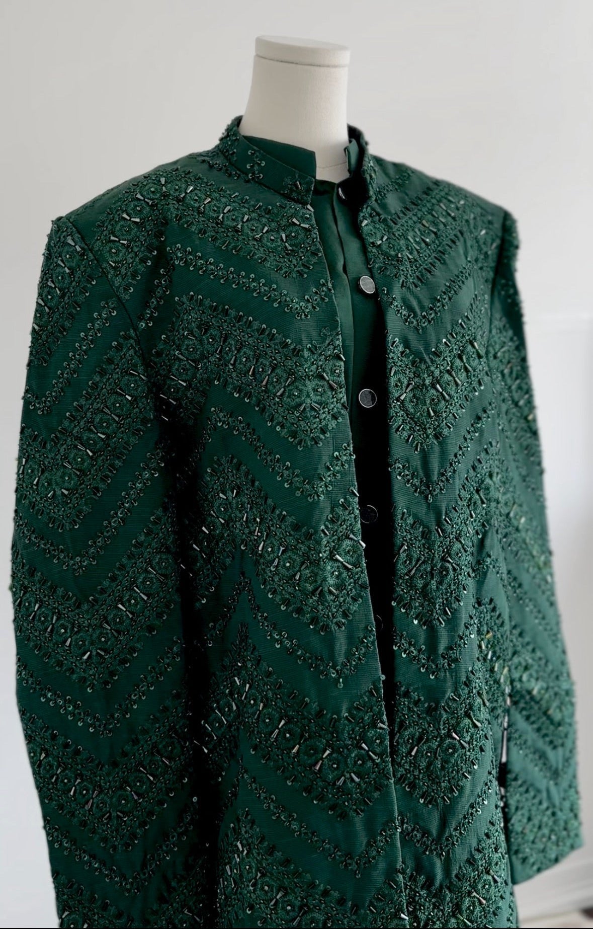 Formal 3 - Piece Dark Green Sherwani Set - Made - on - order - Touch Of Elegance