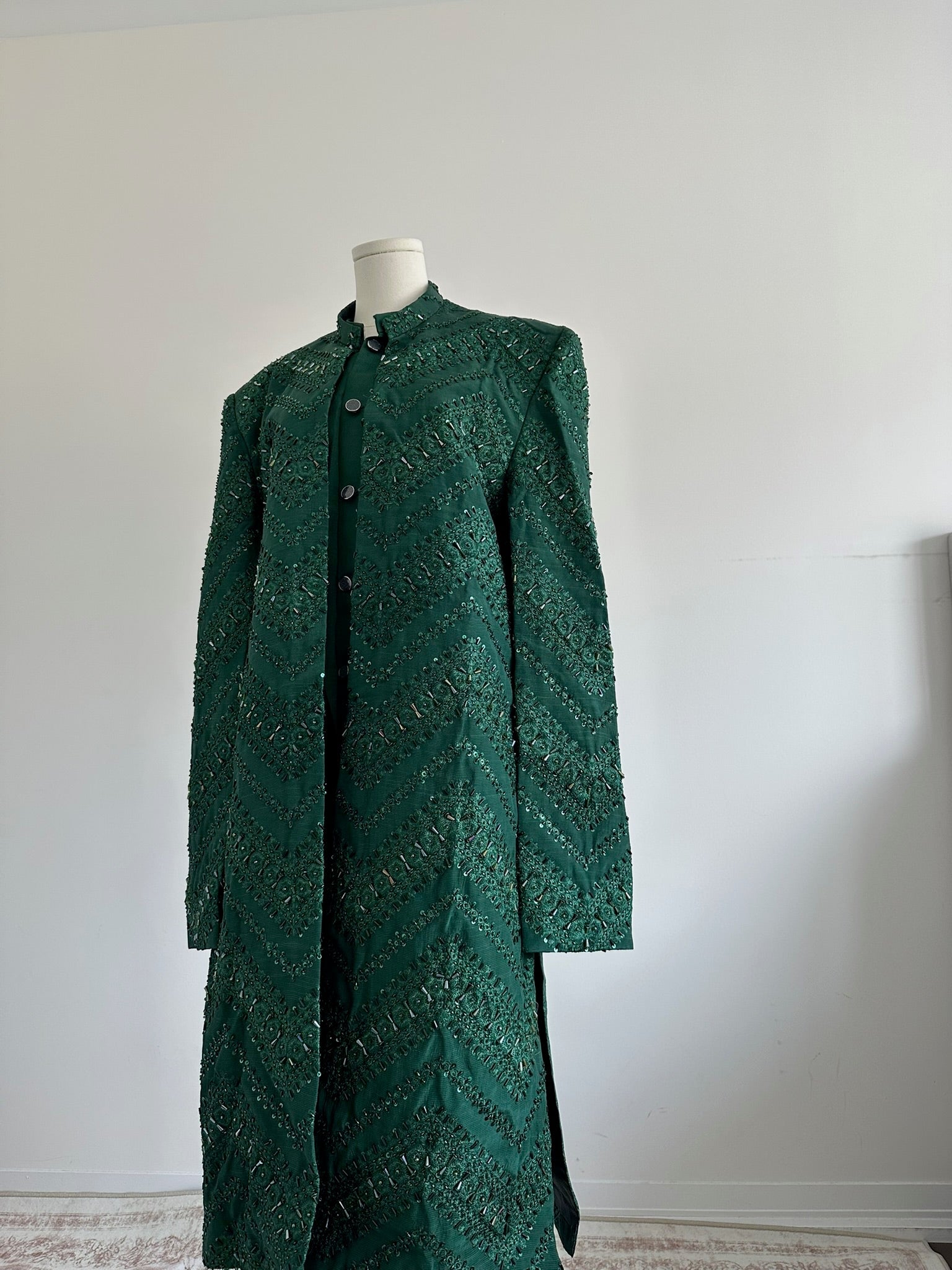 Formal 3 - Piece Dark Green Sherwani Set - Made - on - order - Touch Of Elegance