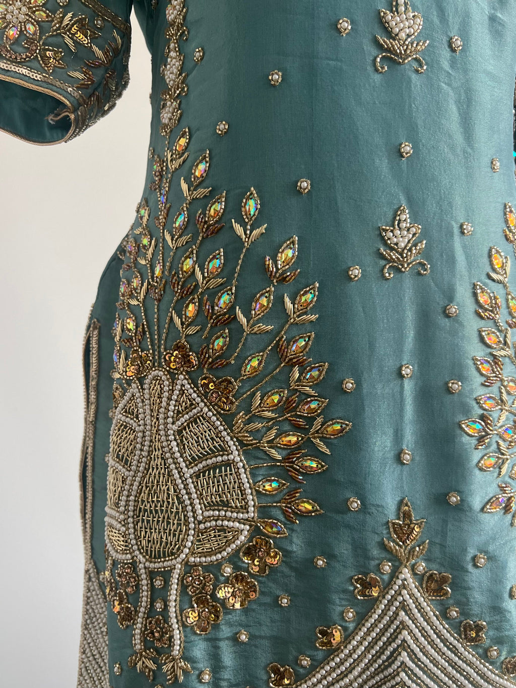 Gilded Morni Three - Piece Set | Gharara Suit - Touch Of Elegance
