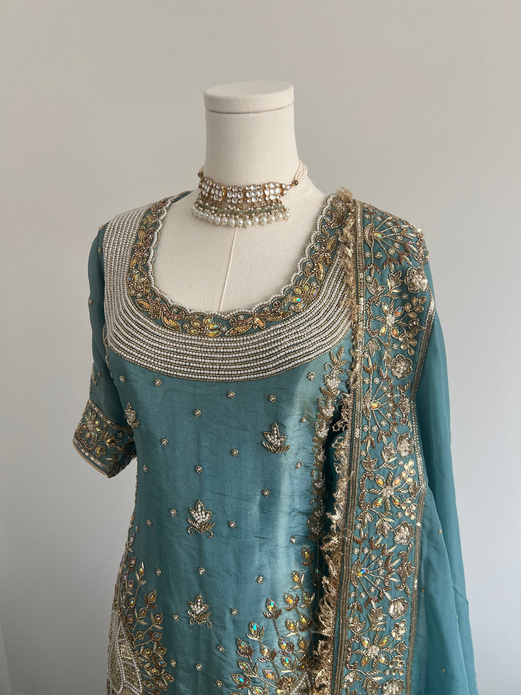 Gilded Morni Three - Piece Set | Gharara Suit - Touch Of Elegance