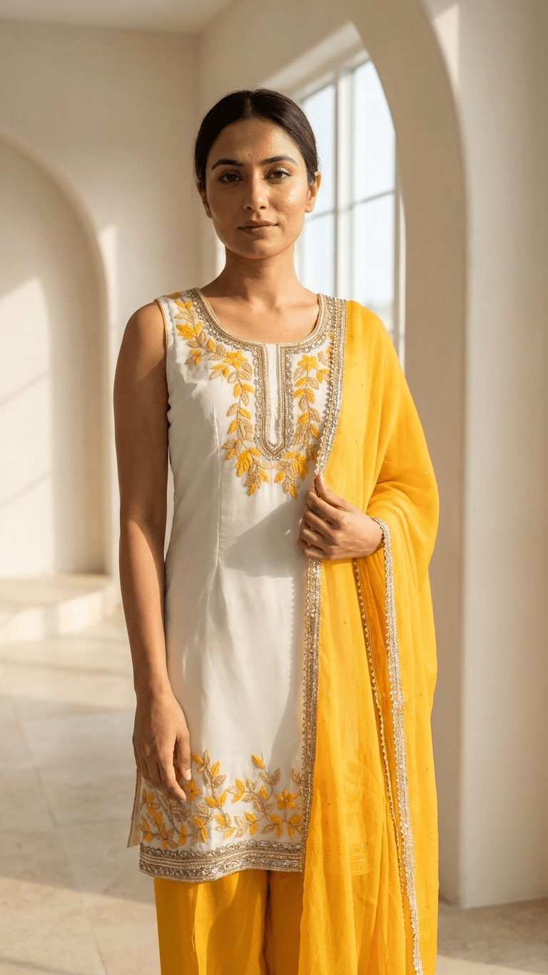 Golden Flora Suit - Touch Of Elegance