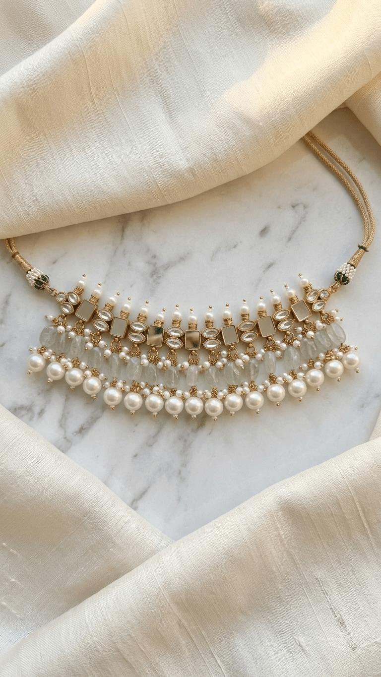 Hania Mother - of - Pearl Set | Gold Plated | Ready - to - ship - Touch Of Elegance