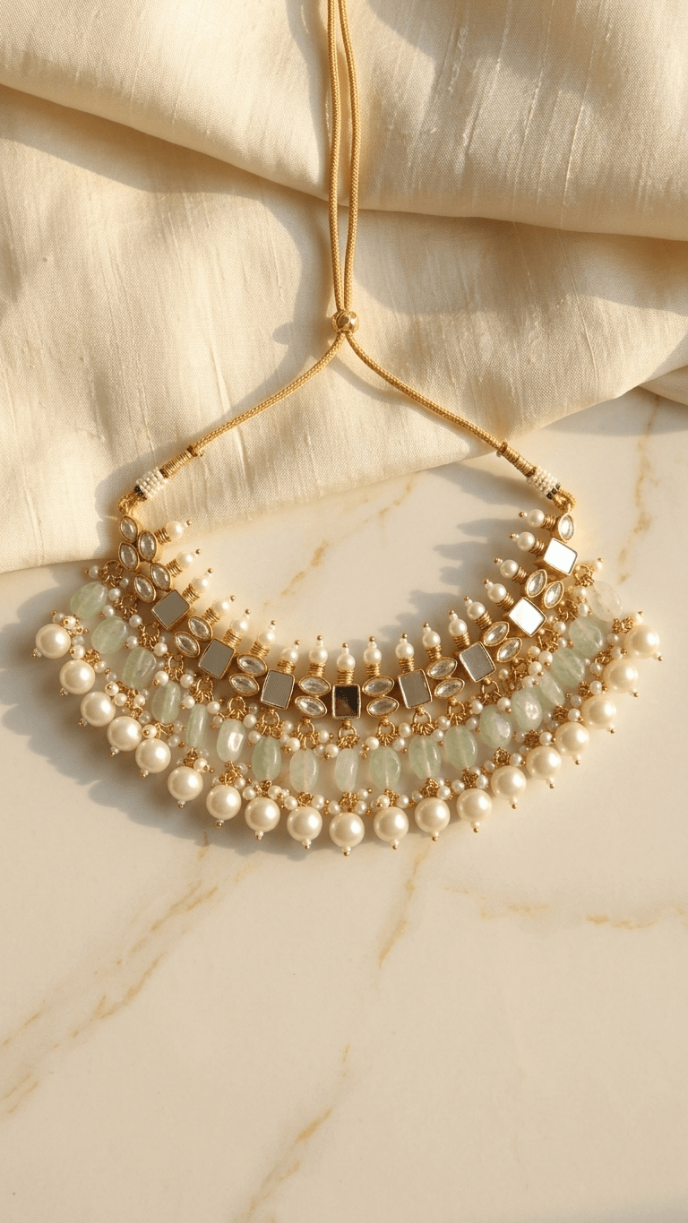 Hania Mother - of - Pearl Set | Gold Plated | Ready - to - ship - Touch Of Elegance