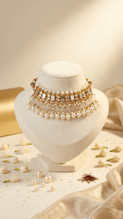 Hania Mother - of - Pearl Set | Gold Plated | Ready - to - ship - Touch Of Elegance