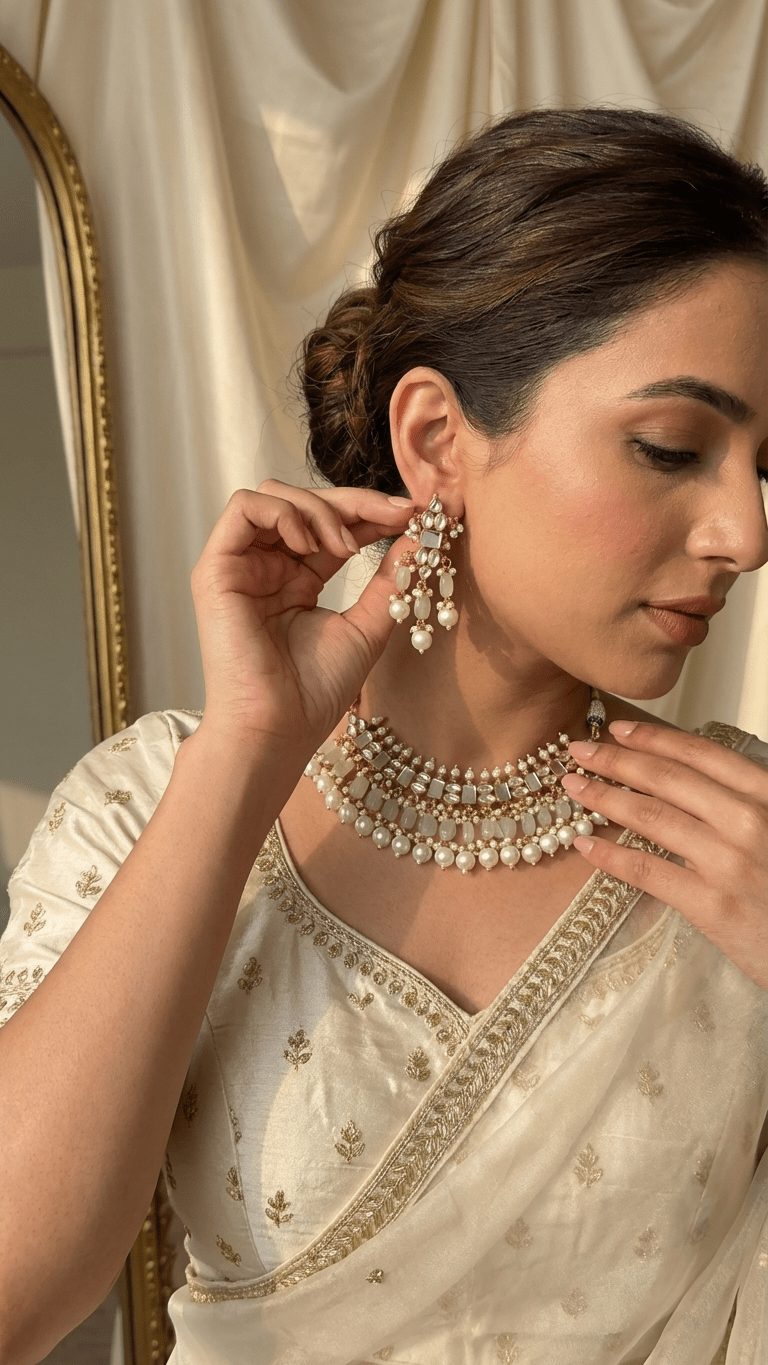 Hania Mother - of - Pearl Set | Gold Plated | Ready - to - ship - Touch Of Elegance