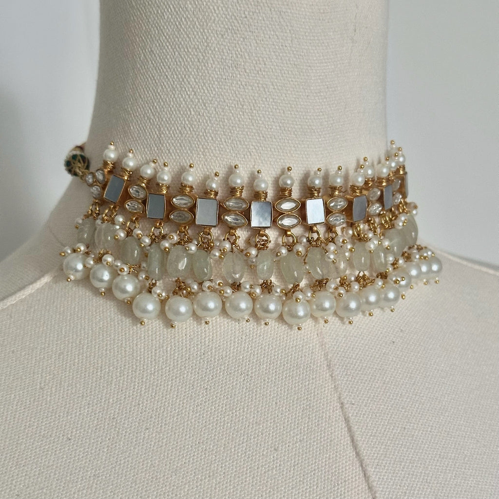 Hania Mother - of - Pearl Set | Gold Plated | Ready - to - ship - Touch Of Elegance