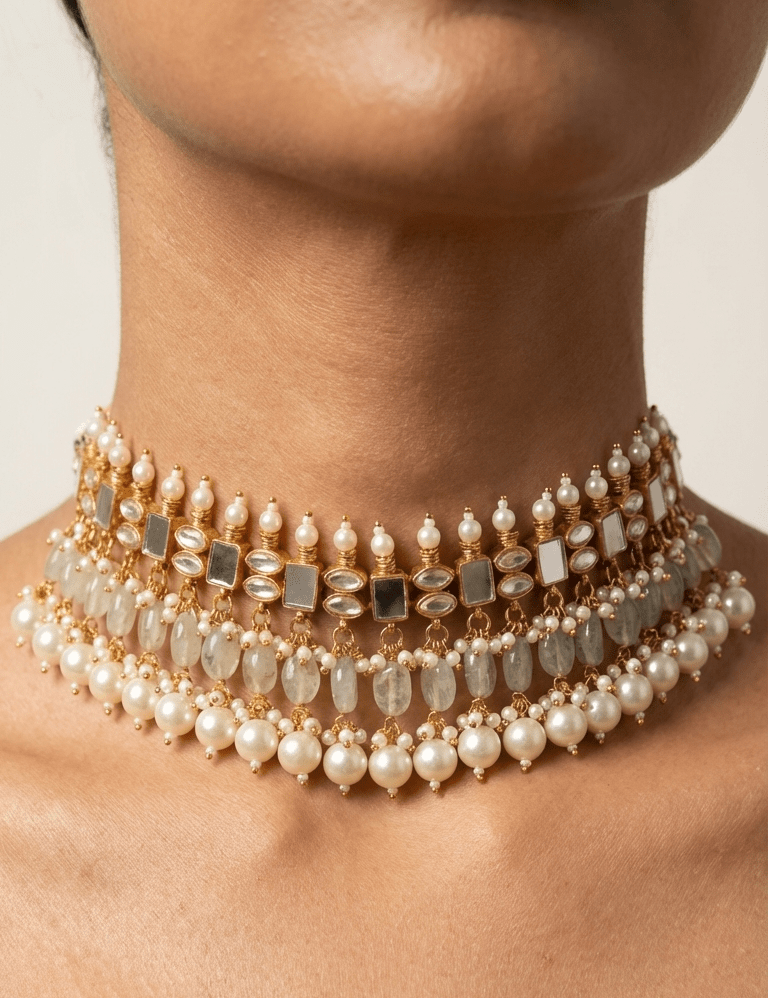 Hania Mother - of - Pearl Set | Gold Plated | Ready - to - ship - Touch Of Elegance