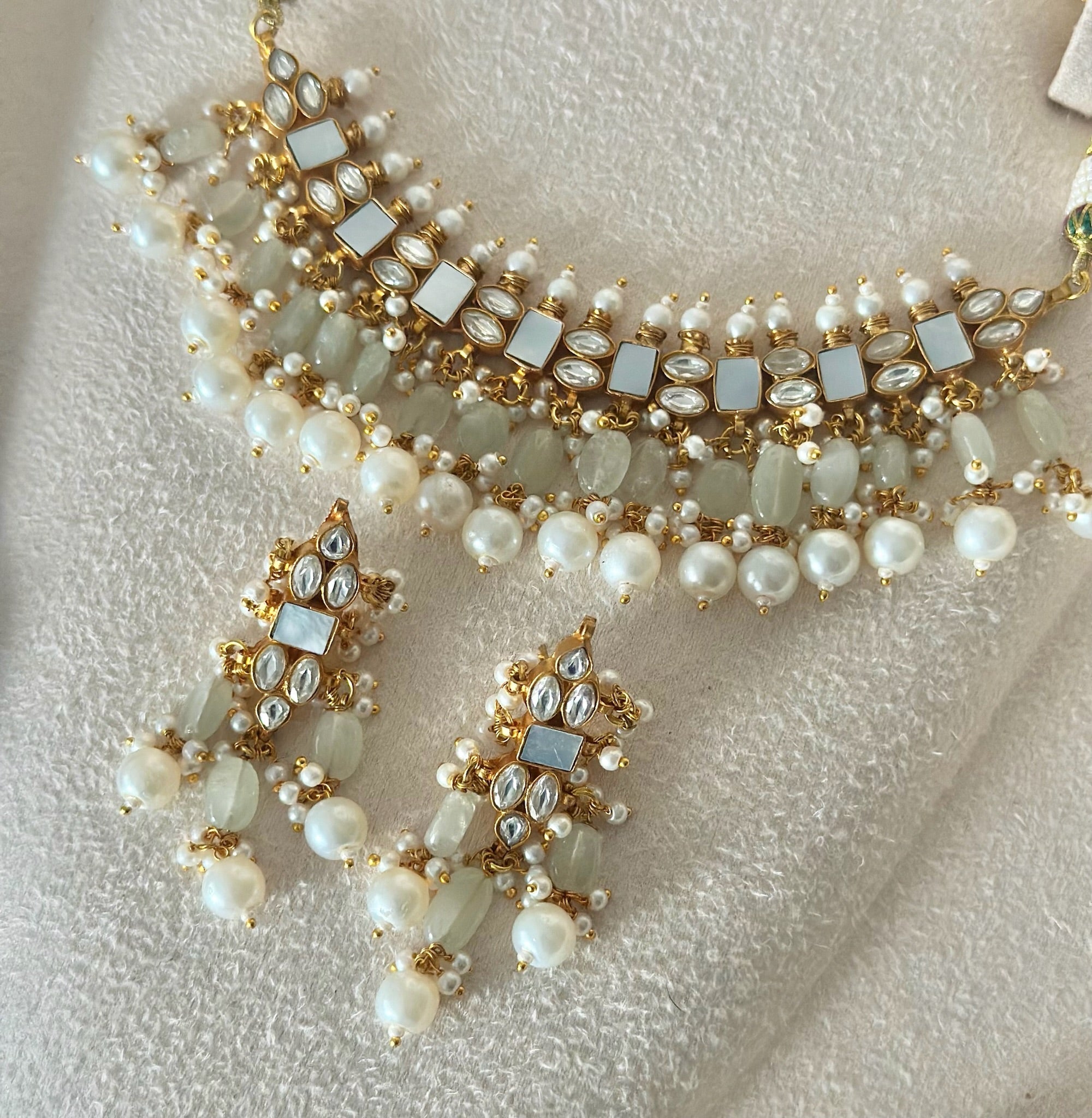 Hania Mother - of - Pearl Set | Gold Plated | Ready - to - ship - Touch Of Elegance
