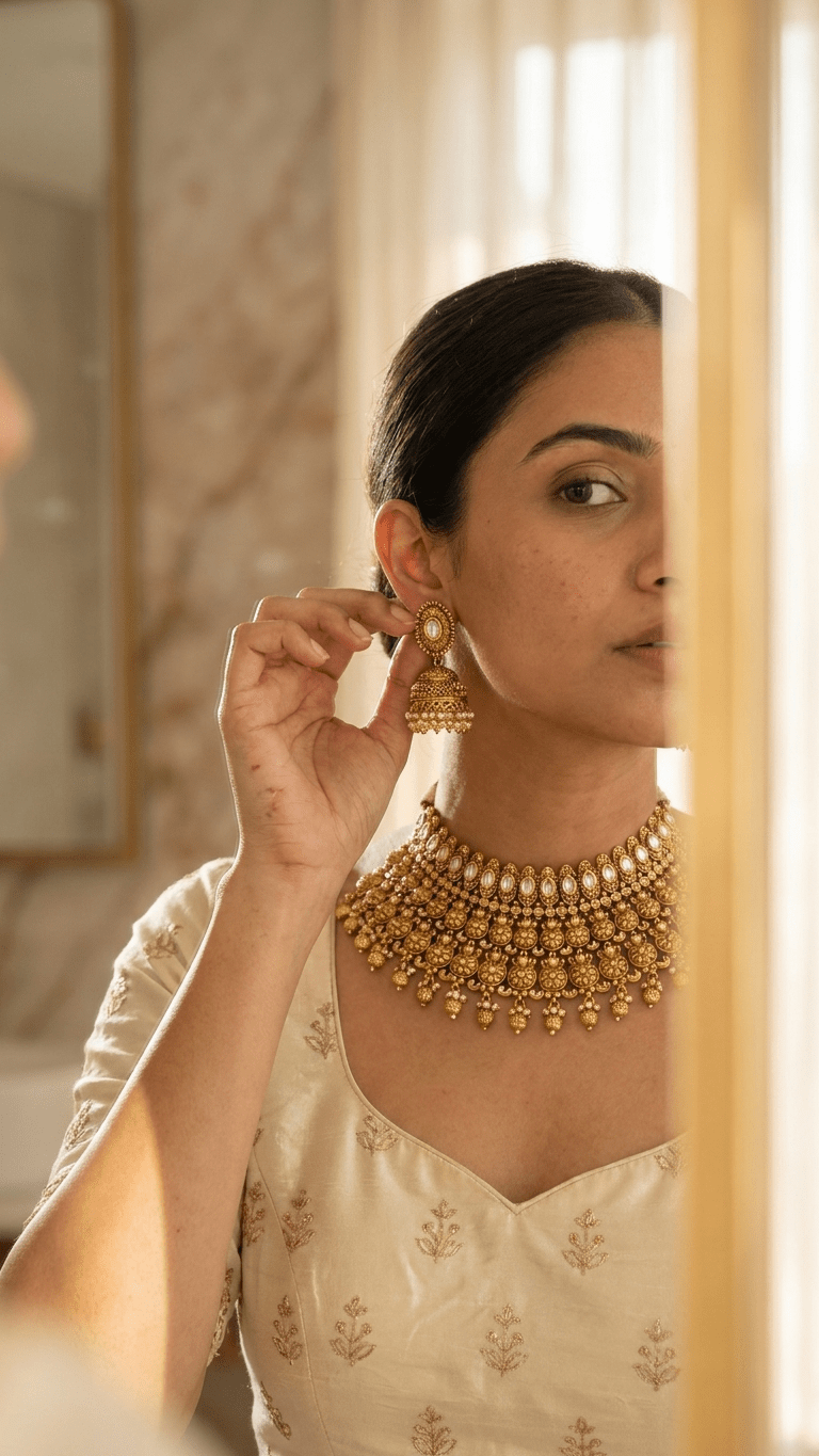 Harveen Gold Set | Made - on - order - Touch Of Elegance