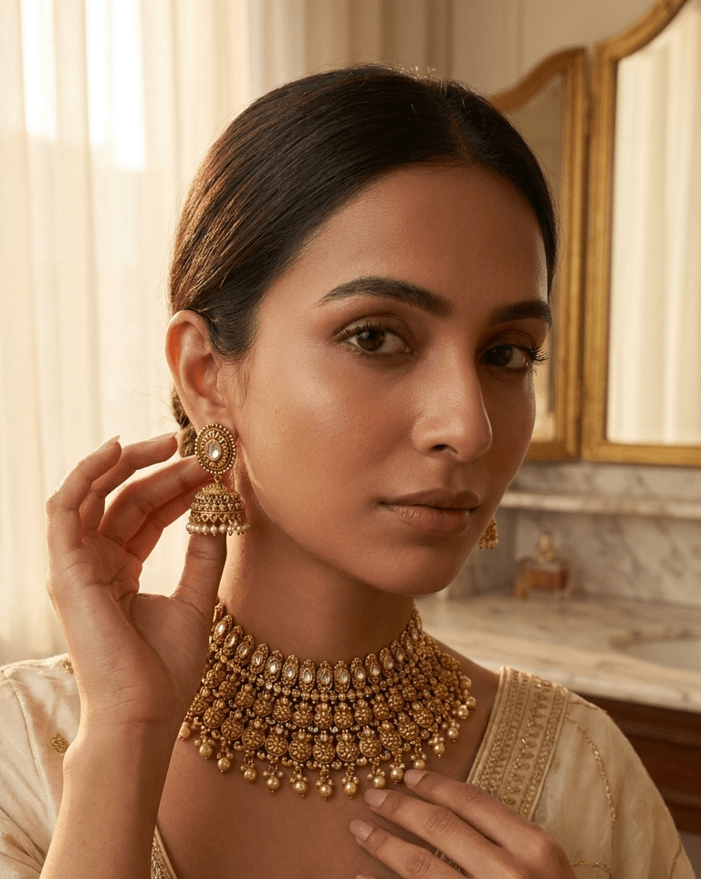 Harveen Gold Set | Made - on - order - Touch Of Elegance