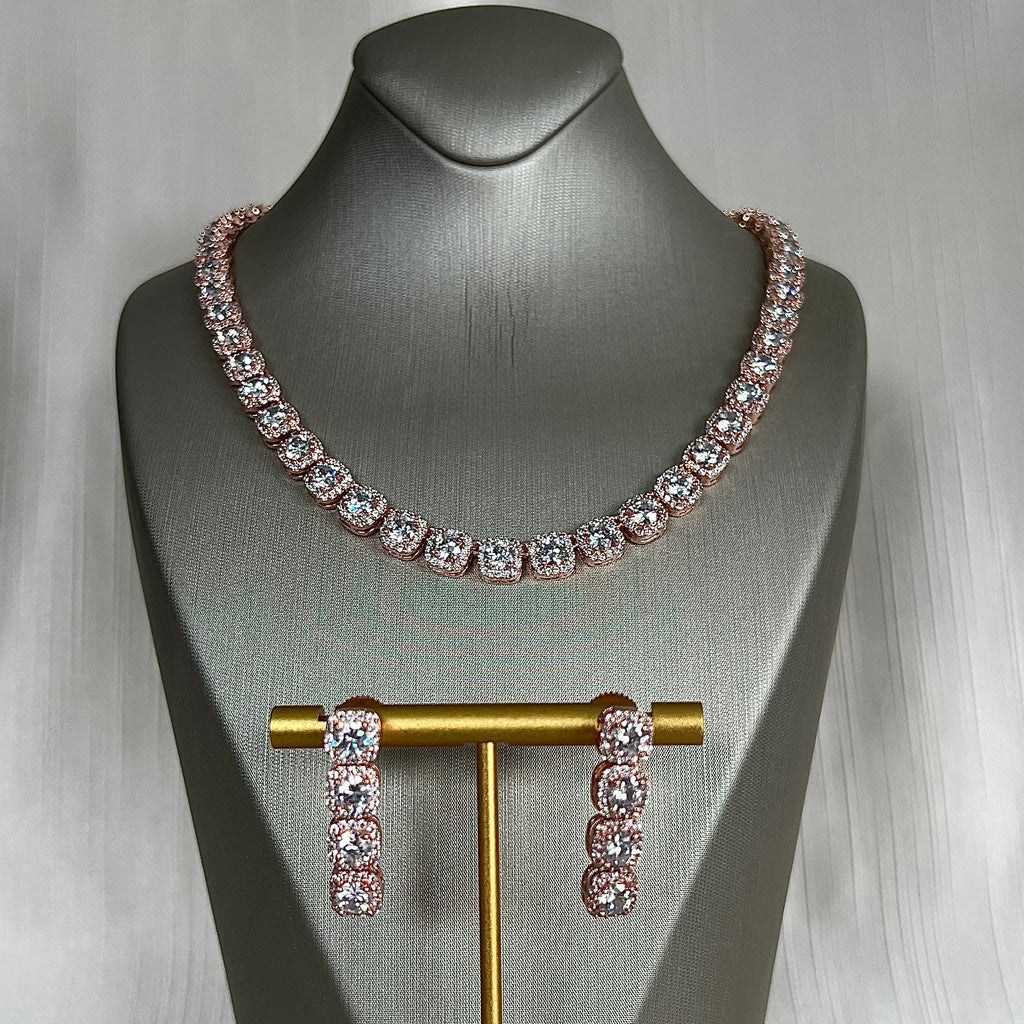 Rose Gold American Diamond Set | Ready-to-ship