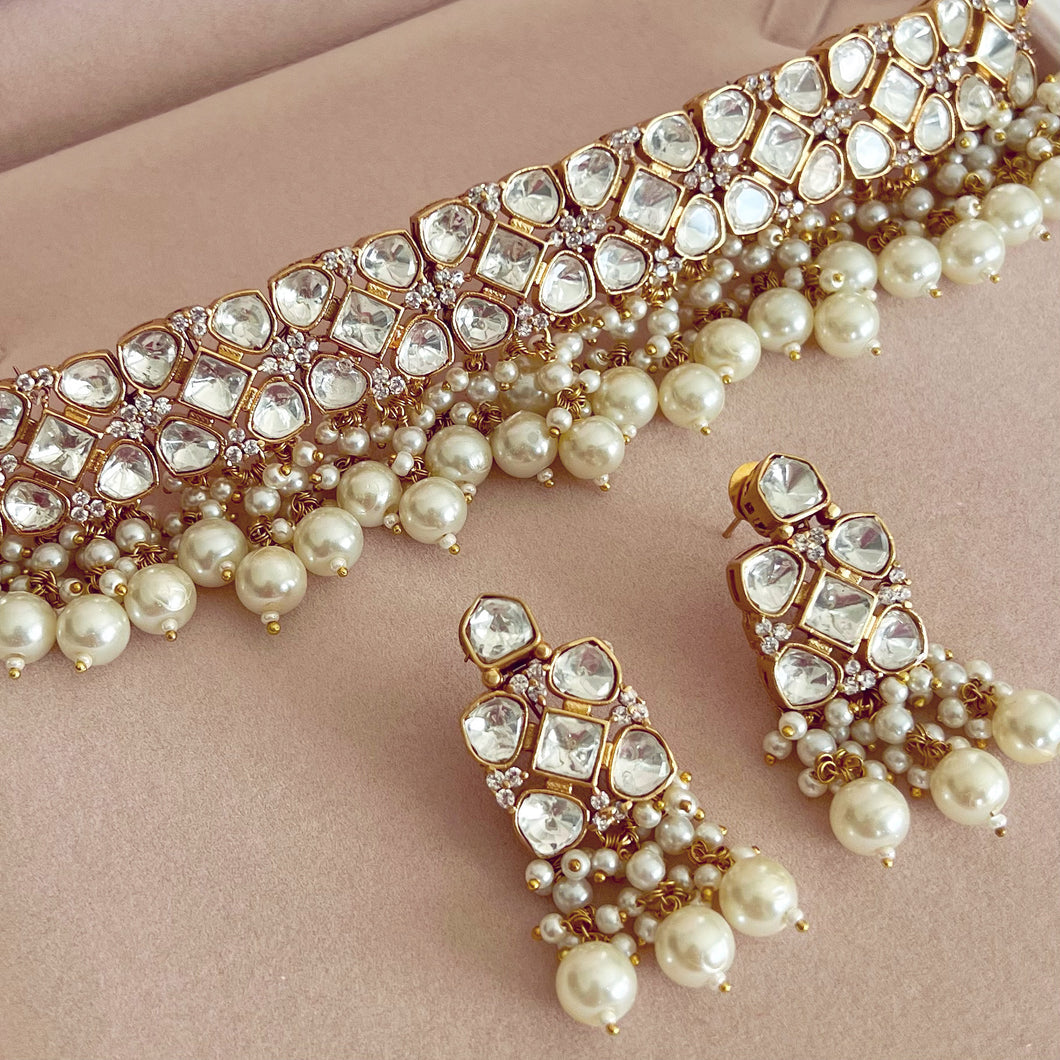 White Pearl Set | Pachi Kundan | Ready-to-ship