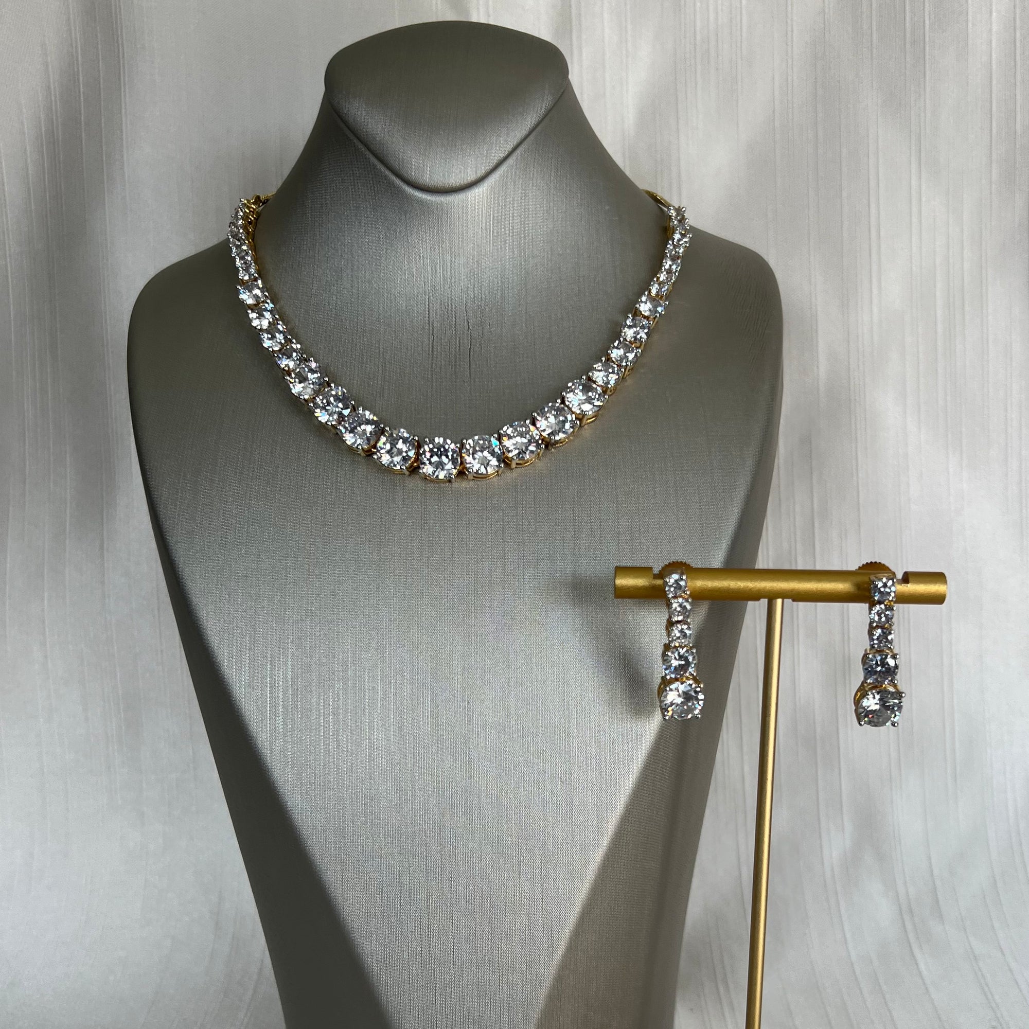 Silver American Diamond Set | Ready-to-ship
