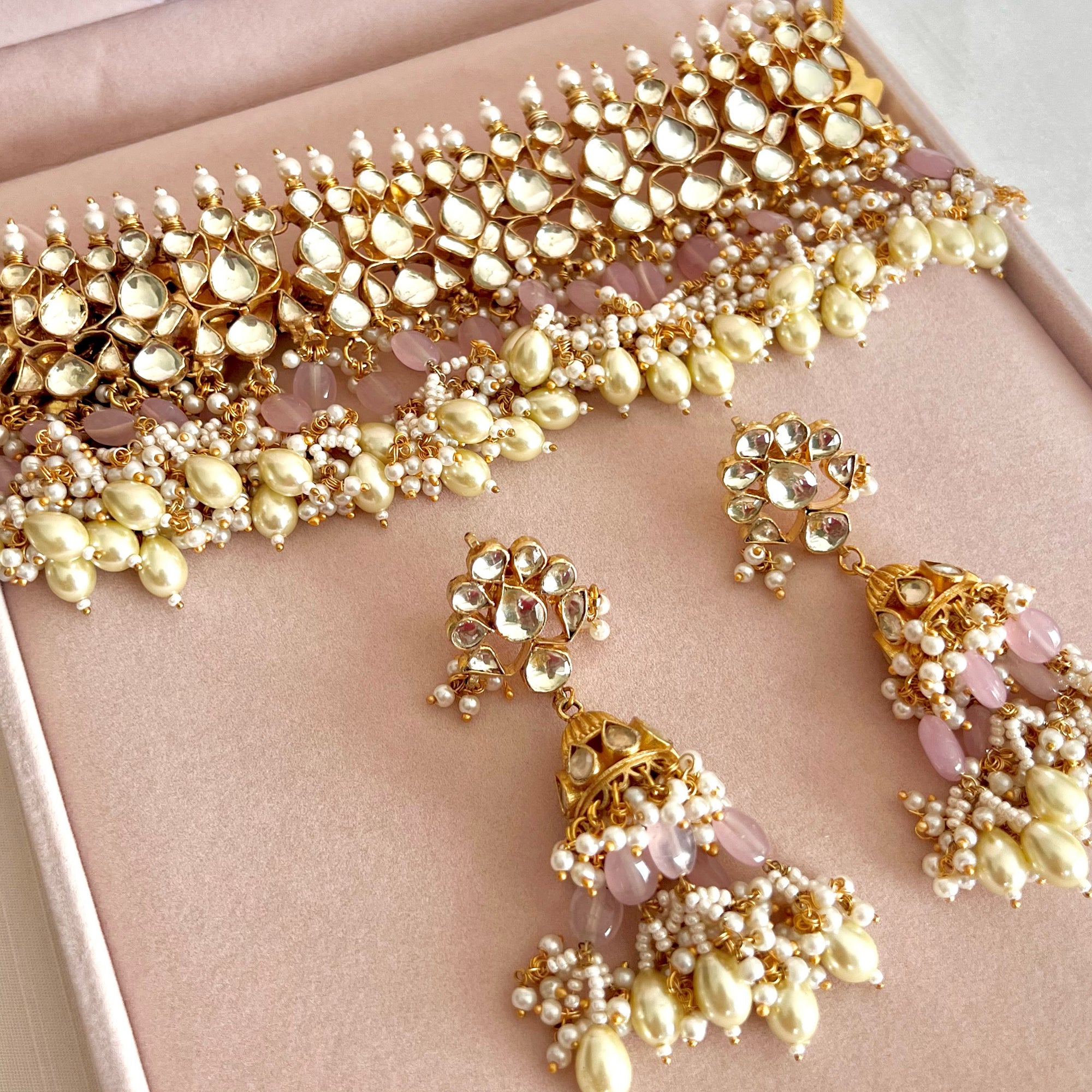Pink Rose Set | Pachi Kundan  | Pre-order