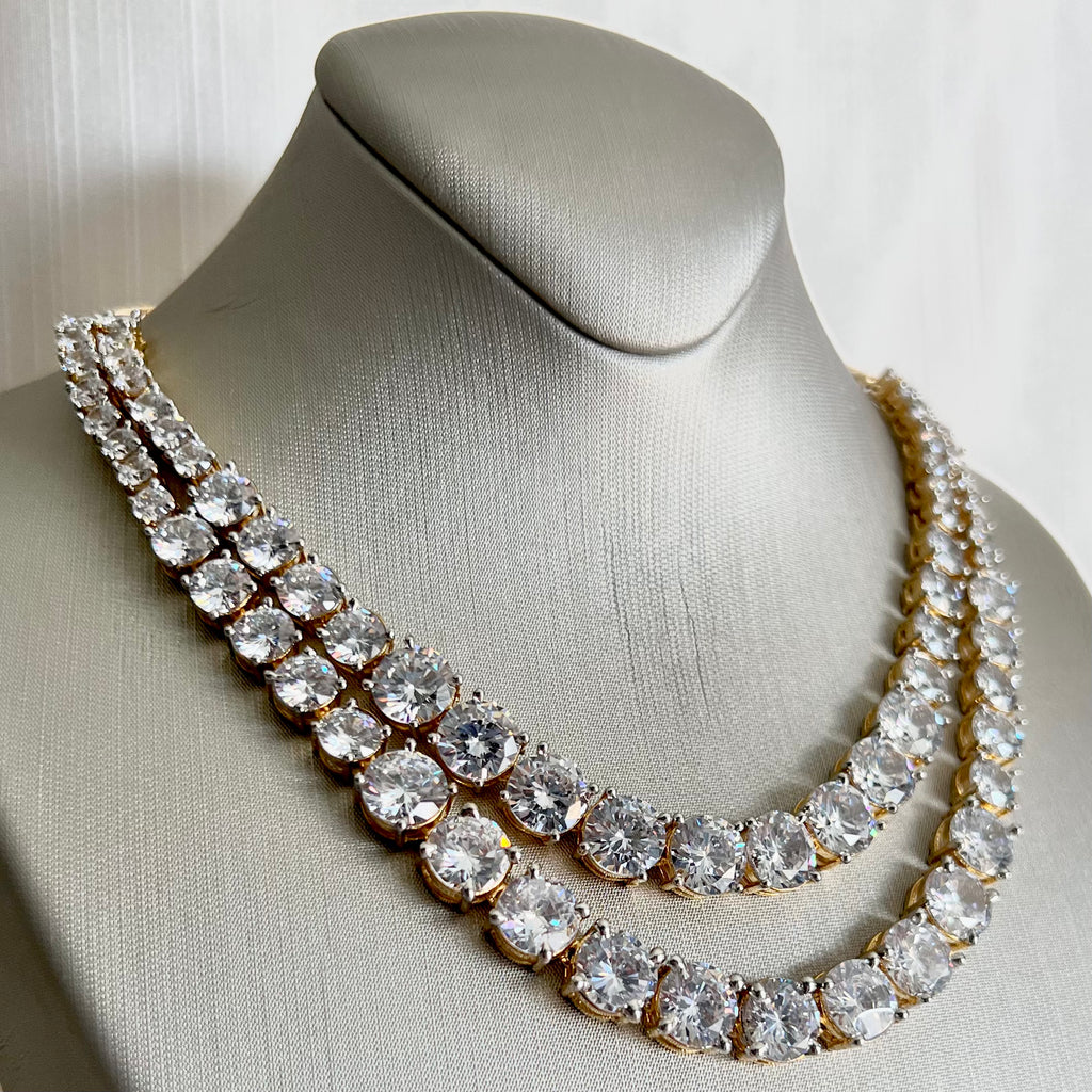 Silver American Diamond 2–tier Set | Ready-to-ship